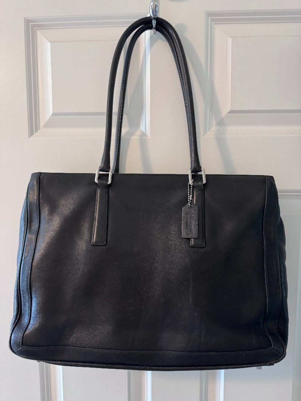 Vintage COACH Legacy Leather Business Tote #9426 - Black/Silver - XL 15"